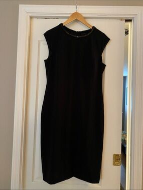 Piazza Sempione Black Beaded Neck Midi Dress